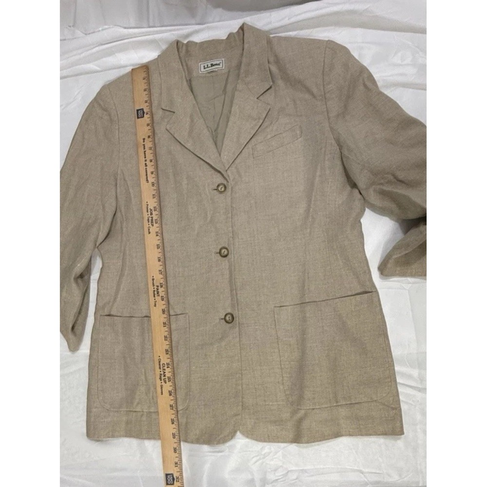 L.L. Bean Vtg ‎ blazer/coat Brushed Cotton Tan/Beige work/business 3/4 Sleeves - Picture 9 of 15